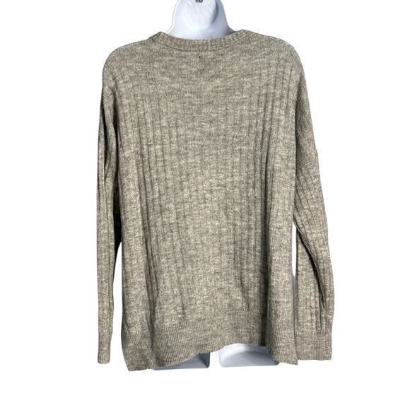 Abercrombie & Fitch Gray Ribbed Crewneck Sweater S Soft Cozy Pullover Split Hem - Picture 5 of 6